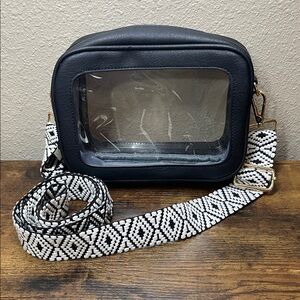 Clear Stadium Approved Crossbody Bag Black Trim Cloth Adjustable Strap